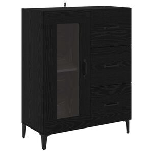 vidaXL Sideboard Svart Ek 69,5 x 34 x 90 cm Konstruerat tr&auml; och j&auml;rn