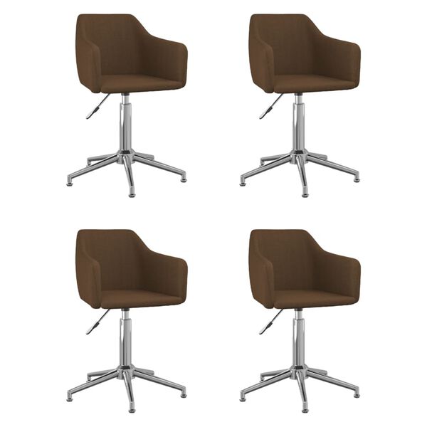 vidaXL Snurrbara matstolar 4 st m&ouml;rkbrun tyg