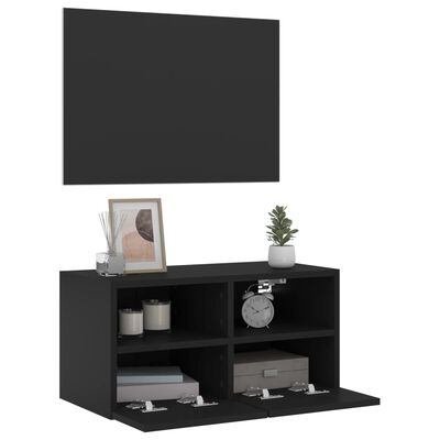 vidaXL Väggmonterad tv-bänk svart 60x30x30 cm konstruerat trä