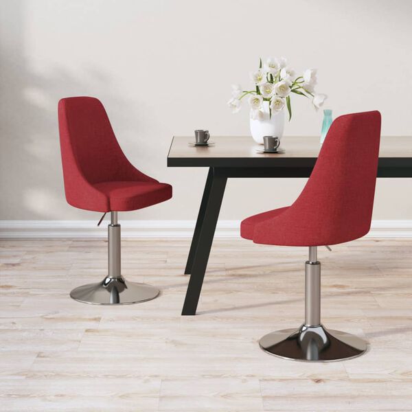 vidaXL Snurrbara matstolar 2 st vinr&ouml;d tyg