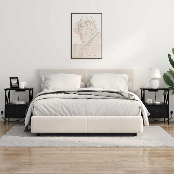 vidaXL Nattduksbord 2 pcs Svart Ek 41,5 x 40,5 x 55 cm Konstruerat tr&auml;