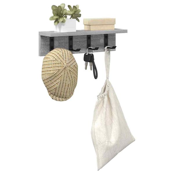 vidaXL V&auml;ggmonterad Kl&auml;dh&auml;ngare Gr&aring; Sonoma 40 x 10,5 x 10,5 cm