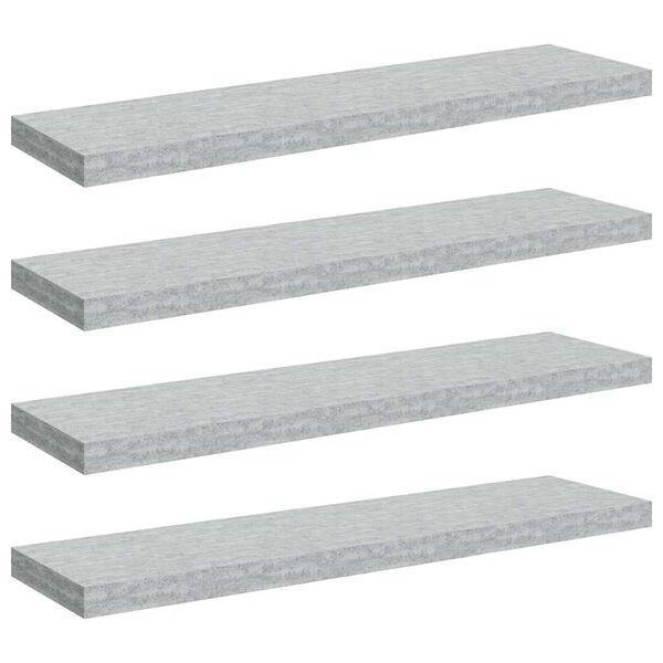 vidaXL Sv&auml;vande v&auml;gghyllor 4 st betonggr&aring; 90x23,5x3,8 cm MDF