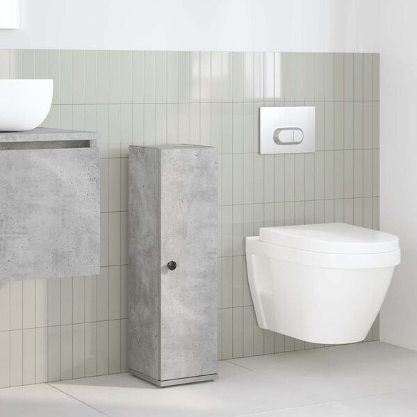 vidaXL Badrumsskåp med rullhållare betonggrå 20,5x22x72 cm