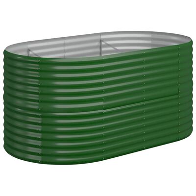 vidaXL Odlingslåda pulverlackerat stål 152x80x68 cm grön