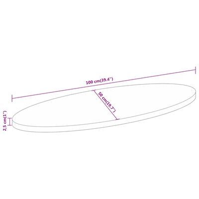 vidaXL Bordsskiva 100x50x2,5 cm oval massivt akaciaträ