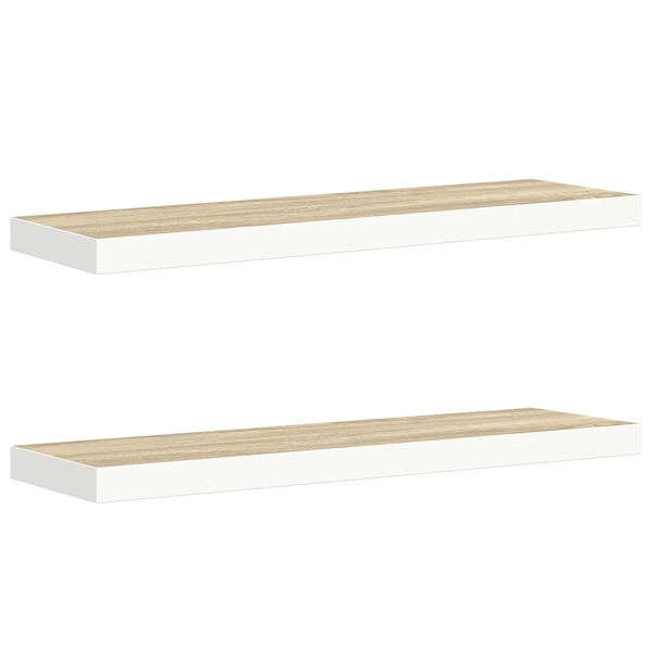 vidaXL Sv&auml;vande v&auml;gghyllor 2 st ek och vit 90x23,5x3,8 cm MDF