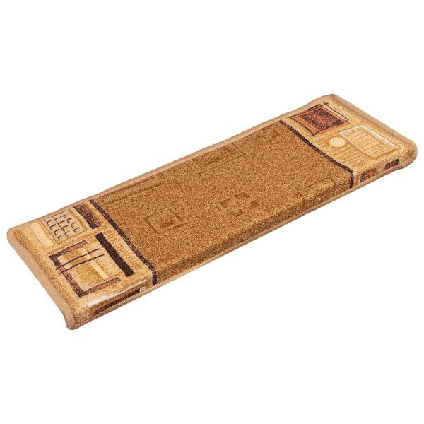 vidaXL Trappstegsmattor sj&auml;lvh&auml;ftande 10 st 65x21x4 cm beige