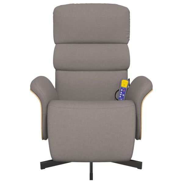 vidaXL Massagef&aring;t&ouml;lj med fotst&ouml;d taupe tyg