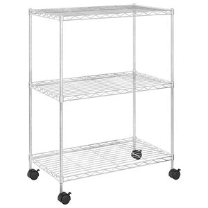 vidaXL F&ouml;rvaringshylla med hjul 3 hyllplan 60x35x81 krom 150 kg