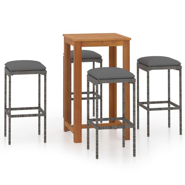 vidaXL Bargrupp f&ouml;r tr&auml;dg&aring;rden med dynor 5 delar gr&aring;