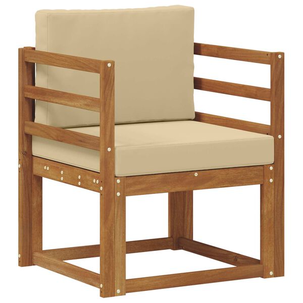 vidaXL Utomhussoffa Massivt akaciatr&auml; och polyester Naturf&auml;rg