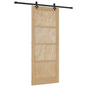 vidaXL Skjutd&ouml;rr Naturlig och svart 86 x 211 cm Massiv furu