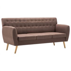vidaXL 3-sitssoffa med tygkl&auml;dsel 172x70x82 cm brun