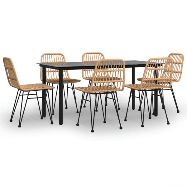 vidaXL Matgrupp f&ouml;r tr&auml;dg&aring;rden 7 delar konstrotting