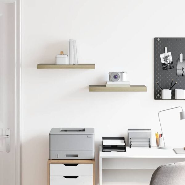 vidaXL Sv&auml;vande v&auml;gghyllor 2 st ek 50x23x3,8 cm MDF