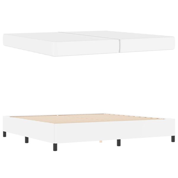 vidaXL S&auml;ngram med madrass Vit 200 x 200 cm tyg