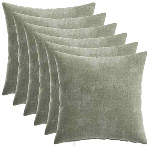 vidaXL Kudd&ouml;verdrag 6 st HEERLEN Gr&ouml;n 30 x 30 cm Chenilletyg