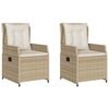 vidaXL Justerbara tr&auml;dg&aring;rdsstolar 2 st beige konstrotting