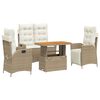 vidaXL Soffgrupp f&ouml;r tr&auml;dg&aring;rden med dynor 4 delar beige konstrotting