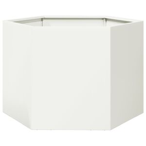 vidaXL Odlingsl&aring;da vit sexkantig 69x60x45 cm st&aring;l