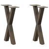 vidaXL Soffbordsben X-formade 2 st naturst&aring;l 38x(42-43) cm st&aring;l