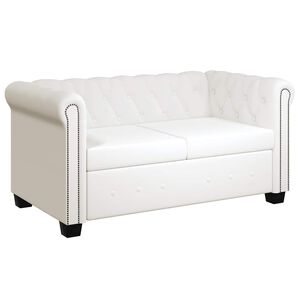 vidaXL Chesterfield 2-sits konstl&auml;der vit