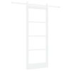vidaXL Skjutd&ouml;rr Vit 83 x 202 cm Massivt talltr&auml; och glas