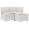 vidaXL 3-sits tr&auml;dg&aring;rdsoffa med kuddar Rattan-look 3-sits PP Vit