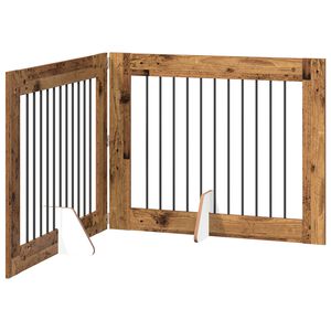 vidaXL F&auml;llbar hundgrind med stativ 2 st Gammalt tr&auml; 200,5 cm