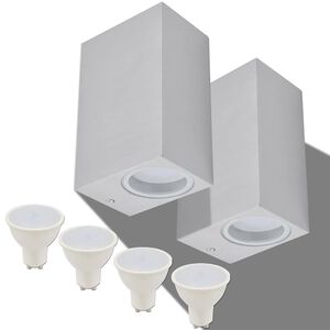 vidaXL Utomhusv&auml;gglampa LED 2 st fyrkantiga upp&aring;t/ned&aring;t