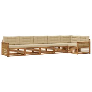 vidaXL Utomhussoffset med kudde 6 pcs Naturlig och Beige
