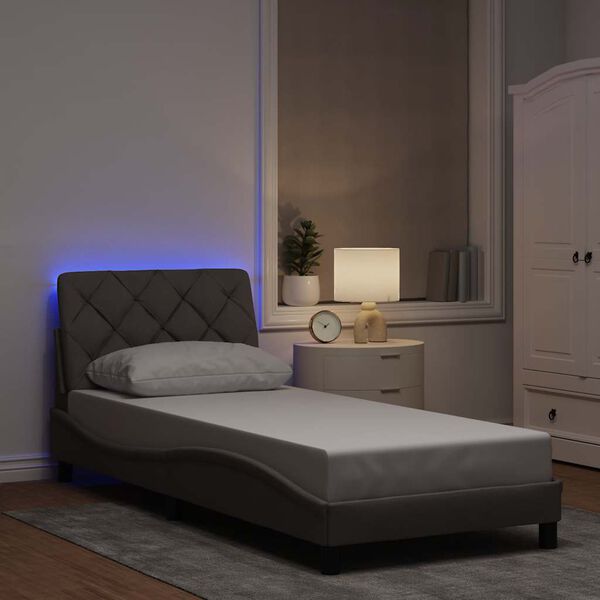 vidaXL Bed Frame with LED without Mattress Taupe 80x200 cm Fabric