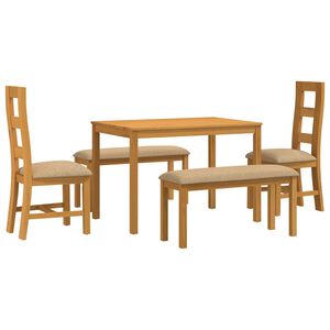 vidaXL Matgrupp 5 st Beige Massivt Ektr&auml;