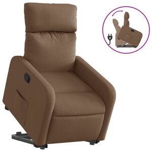 vidaXL Reclinerf&aring;t&ouml;lj med uppresningshj&auml;lp brun tyg