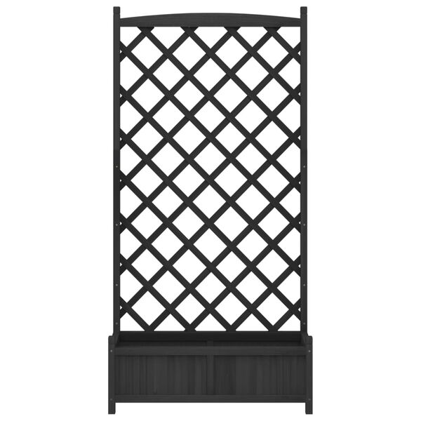 vidaXL Odlingsl&aring;da med spalj&eacute; svart massivt grantr&auml;