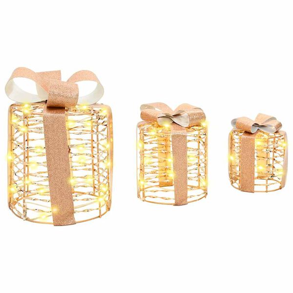 vidaXL Dekoration f&ouml;r Presentl&aring;da 3 pcs Varmvit 20 x 20 x 20 cm PET