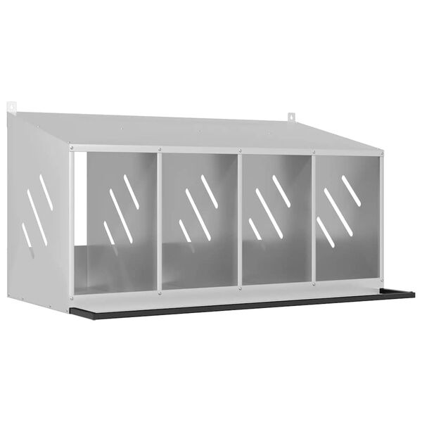 vidaXL Kycklingholk med 4 fack galvaniserad silvermetall