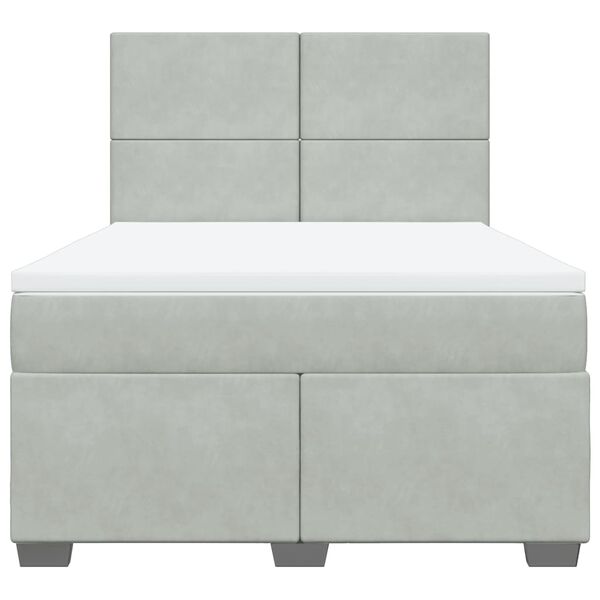 vidaXL Rams&auml;ng med madrass ljusgr&aring; 160x200 cm sammet