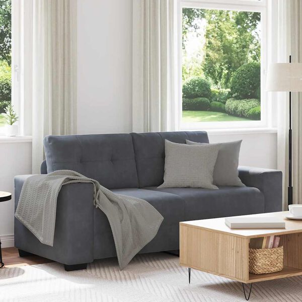 vidaXL Loveseat soffa m&ouml;rkgr&aring; 180x77x82 cm sammet