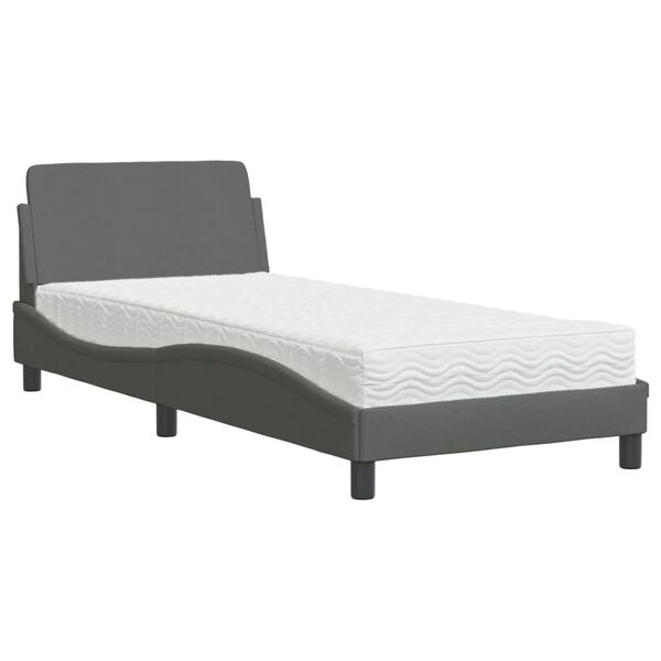 vidaXL Bed with Mattress "Dover" Dark Grey 90x190 cm Fabric