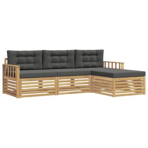 vidaXL Utomhussoffset med kudde 4 pcs Vit och antracit Polyester