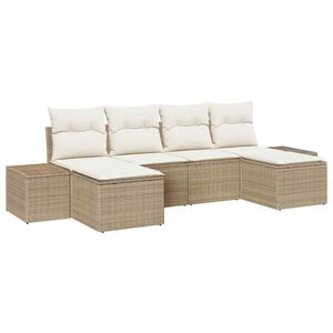 vidaXL Tr&auml;dg&aring;rdsoffset 4 pcs Beige och gr&auml;ddf&auml;rgad konstrotting