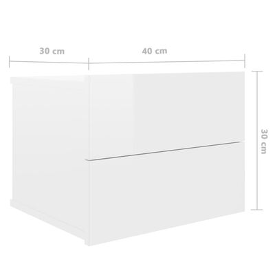 vidaXL Sängbord vit högglans 40x30x30 cm konstruerat trä