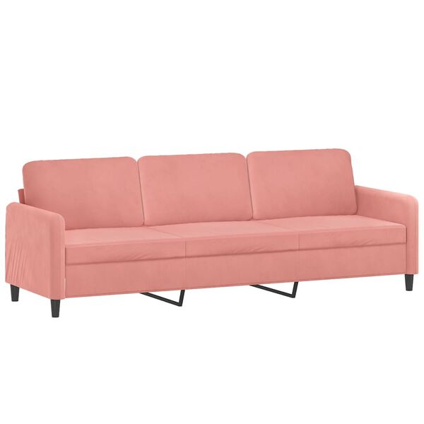 vidaXL 3-sitssoffa med fotpall rosa 210 cm sammet