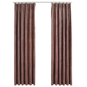 vidaXL M&ouml;rkl&auml;ggningsgardiner 2 st m. krokar sammet antikrosa 140x245cm