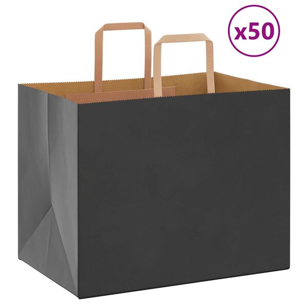 vidaXL Pappersp&aring;sar 50 st med handtag svart 32x22x24 cm
