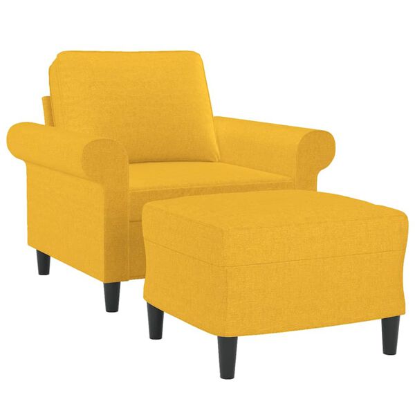 vidaXL F&aring;t&ouml;lj med fotpall Ljusgul 60 cm tyg