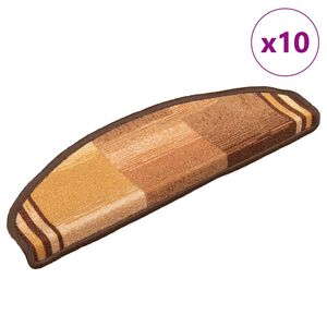 vidaXL Trappstegsmattor sj&auml;lvh&auml;ftande 10 st 65x21x4 cm brun