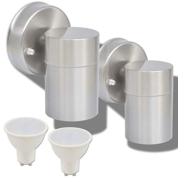 vidaXL Utomhusv&auml;gglampa LED 2 st rostfritt st&aring;l ned&aring;t